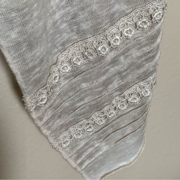 Elena Baldi Made in Italy Open Front Beige Cardigan with Lace Insert Size Small - Picture 5 of 8